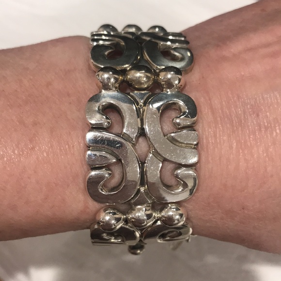 *Price Firm* Mexico Sterling Silver Bracelet with Safety Clasp - Picture 1 of 8